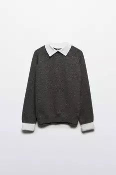 Джемпер вязаный с имитацией рубашки