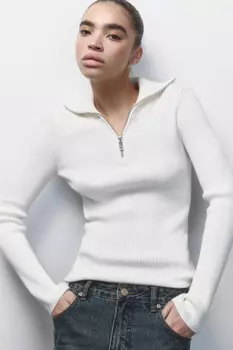 Джемпер вязаный с молнией на воротнике