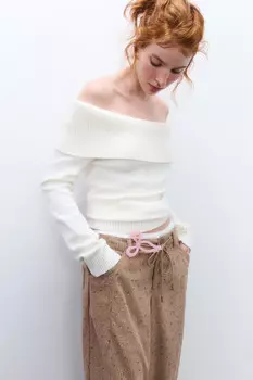 Джемпер вязаный с открытыми плечами