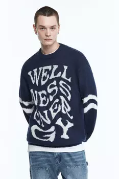 Джемпер вязаный с принтом-интарсией