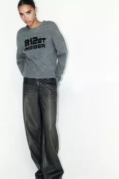 Джемпер вязаный с принтом-надписью