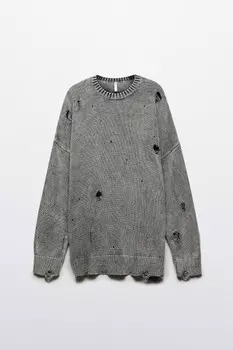 Джемпер вязаный с рваными элементами