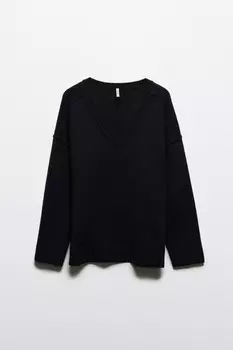 Джемпер вязаный с V-вырезом