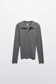 Джемпер вязаный с воротником-поло