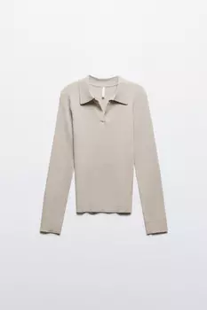 Джемпер вязаный с воротником-поло