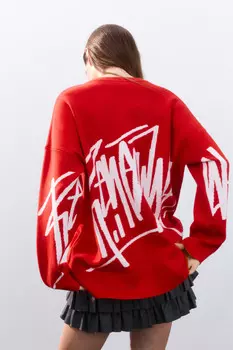 Джемпер вязаный с вышивкой и принтом