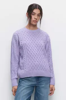 Джемпер вязаный свободный с объемным узором