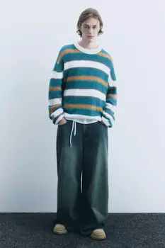 Джемпер вязаный свободный в полоску