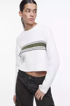 Джемпер вязаный укороченный в полоску