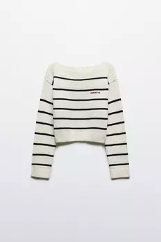 Джемпер вязаный укороченный в полоску