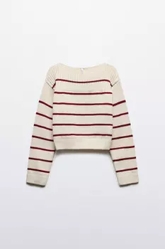 Джемпер вязаный укороченный в полоску