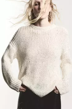 Джемпер вязаный в рубчик с пайетками