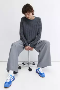 Джемпер вязаный в широкий рубчик