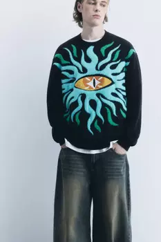 Джемпер вязаный вискозный с принтом