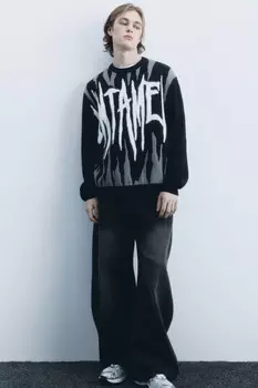 Джемпер вязаный вискозный с принтом