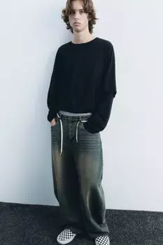 Джинсы экстраширокие с волнистыми боковыми швами