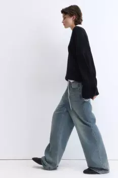 Джинсы baggy fit с эффектом масляной стирки