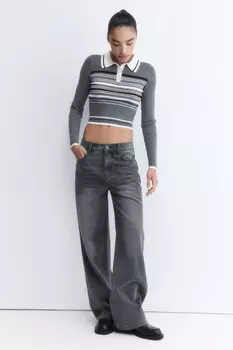 Джинсы baggy fit с эффектом масляной стирки