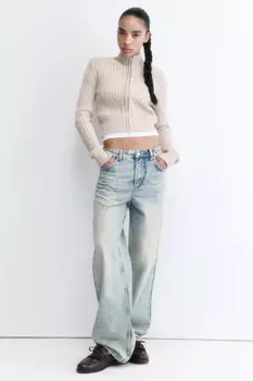 Джинсы baggy fit с эффектом масляной стирки