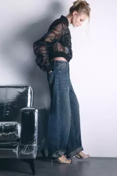 Джинсы baggy fit с эффектом масляной стирки