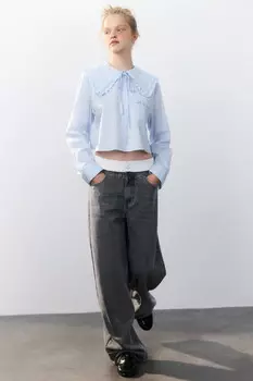 Джинсы baggy fit с бельевым поясом