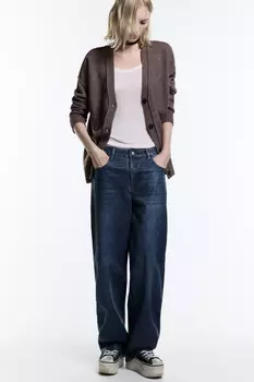 Джинсы baggy fit с блестящим напылением
