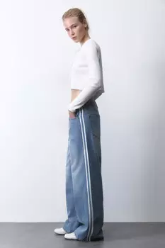 Джинсы baggy fit с низкой посадкой и лампасами