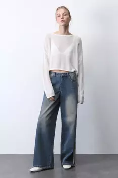 Джинсы baggy fit с низкой посадкой и лампасами