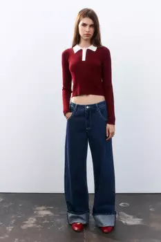 Джинсы baggy fit с подворотами