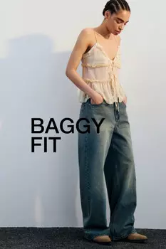 Джинсы baggy fit с тинтованным окрашиванием