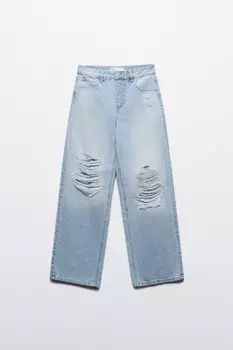 Джинсы baggy рваные на низкой посадке