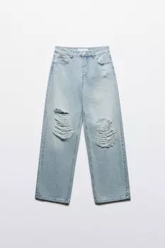 Джинсы baggy рваные на низкой посадке