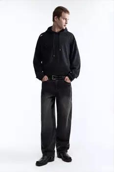 Джинсы baggy с вареным эффектом и потертостями