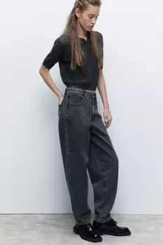 Джинсы-бананы широкие с декоративными швами