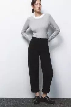 Джинсы-бананы широкие с подворотами