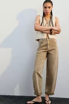 Джинсы-бананы широкие с высокой посадкой