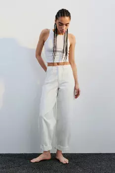 Джинсы-бананы широкие с высокой посадкой