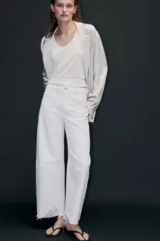 Джинсы barrel fit рваные с потертостями