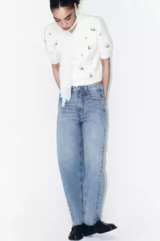 Джинсы barrel fit с открытыми срезами