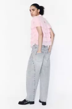 Джинсы barrel fit с открытыми срезами