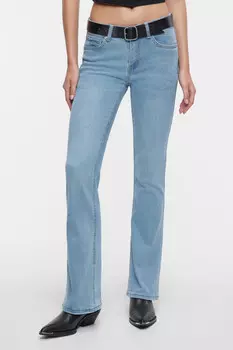 Джинсы bootcut расклешенные с ремнем из искусственной кожи