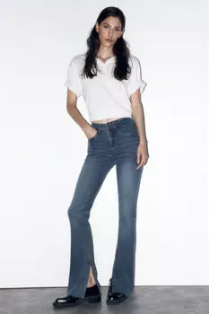 Джинсы flare расклешенные с разрезами