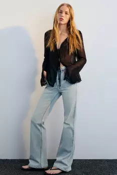 Джинсы клеш с высокой посадкой