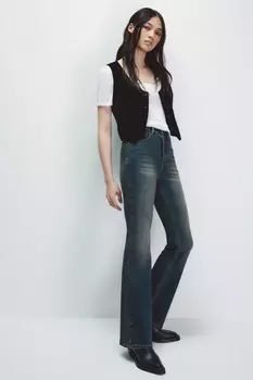 Джинсы клеш с высокой посадкой