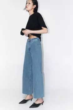 Джинсы-кюлоты с открытыми срезами