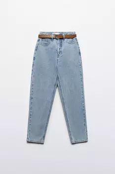 Джинсы mom fit с высокой посадкой и ремнем