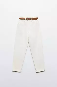 Джинсы mom fit с высокой посадкой и ремнем