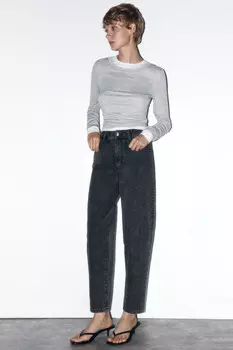 Джинсы mom fit укороченные с высокой посадкой