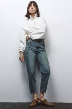 Джинсы mom fit укороченные с высокой посадкой