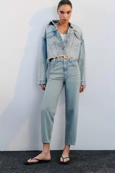 Джинсы mom fit укороченные с высокой посадкой
